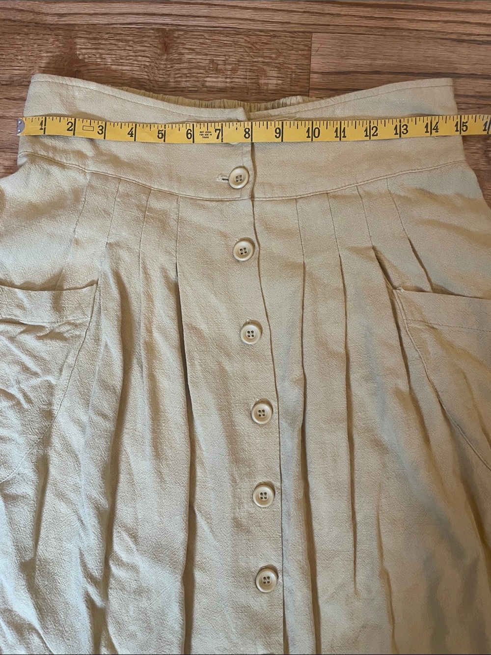 Gilli Butter Yellow Button-Front Linen Blend Maxi Skirt with Pockets SzM - Picture 7 of 8